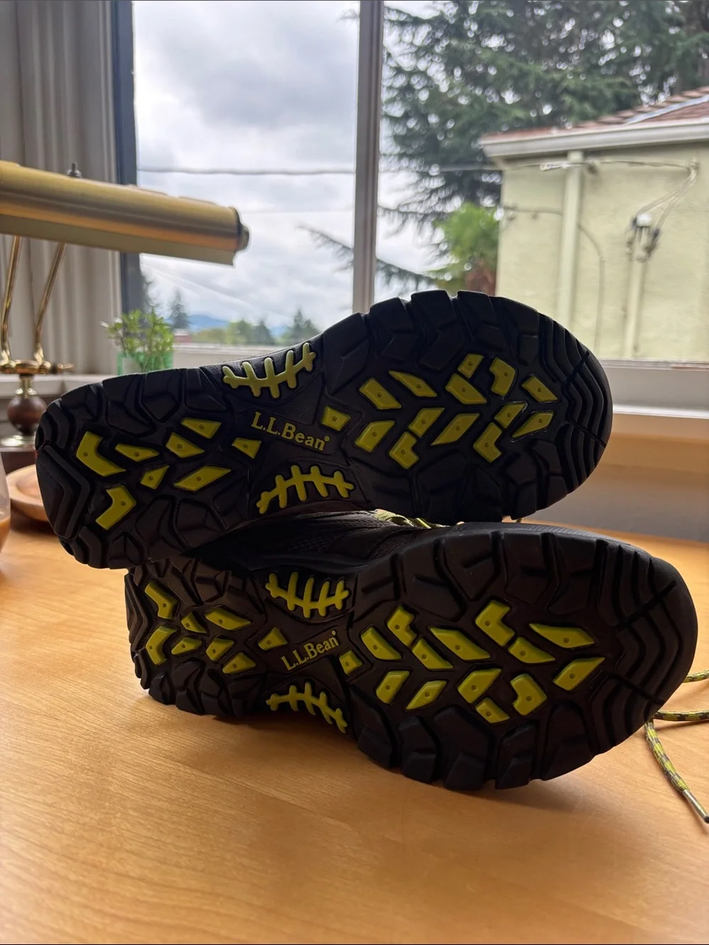 Kids Brown and Lime Green Hiking Boots